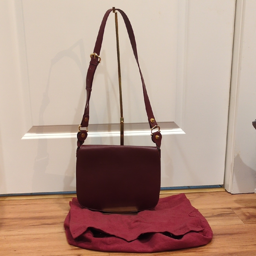 Cartier Vintage Burgundy Leather Must de Cartier line Flap Purse With Dustbag